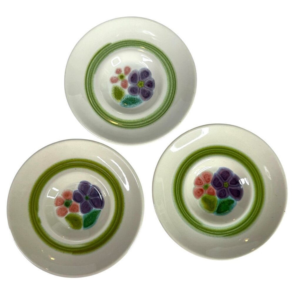 3‎ Franciscan Floral Ceramic Replacement Saucers Pink Purple Flowers 70s VTG MCM